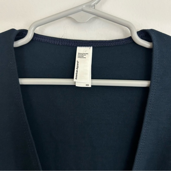American Apparel Dark Blue Deep V-neck Long Sleeve Mini Dress Size XS - Picture 4 of 12